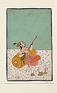 Lady Musician Playing a Sitar by Unknown Artist