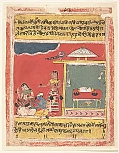 Krishna at the Feet of Radha: Page from a Dispersed Rasikapriya by Unknown Artist