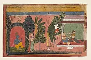 Kama Aims His Bow at Radha: Page From a Dispersed Gita Govinda (Loves of Krishna) by Unknown Artist