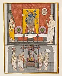 Priests before Shri Nathji by Unknown Artist