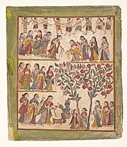 Yashoda Binds Krishna’s Hands: Page from a Dispersed Bhagavata Purana Manuscript by Unknown Artist