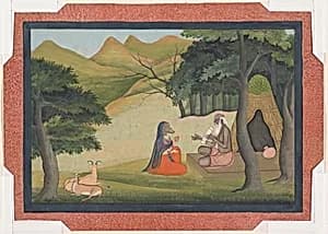 Queen Choladevi Before the Hermit-Sage Angiras: Page from a Dispersed Vrataraja: (King of Vratas, Rites Undertaken to Fulfill a Vow) by Unknown Artist