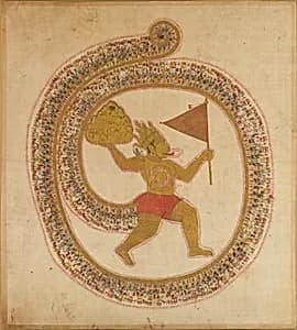 Hanuman Bearing the Mountaintop with Medicinal Herbs by Unknown Artist