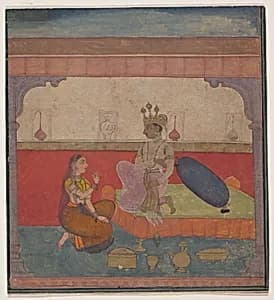 Radha Speaks to Krishna: Page from the Boston Rasikapriya (Lover's Breviary) by Unknown Artist