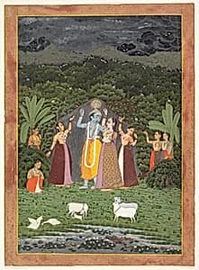 Krishna and the Gopis Take Shelter from the Rain by Unknown Artist