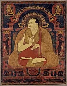 Portrait of a monk, possibly Chen Nga Tshultrim Bar, extending a blessing by Unknown Artist
