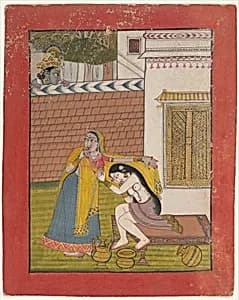 Krishna Spying on Radha by Unknown Artist