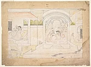 The Marital Bliss of Nala and Damayanti: Folio from a Nala-Damayanti Series by Ranjha|First generation after Manaku and Nainsukh