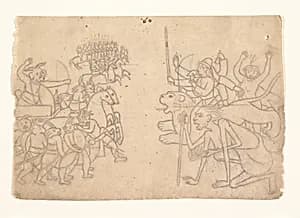 Durga and Kali Approach the Gathered Armies of Chanda and Munda: Scene from the Devi Mahatmya by Unknown Artist