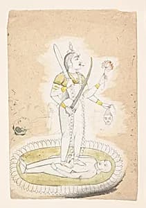 Sketch with Kali and a Young Boy by Unknown Artist
