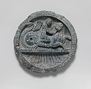 Dish with Winged Eros Riding a Lion-Headed Sea Monster by Unknown Artist