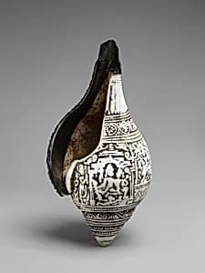 Carved Conch with Lakshmi-Narayana by Unknown Artist