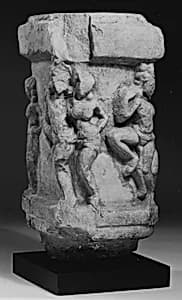 Four-Sided Pillar with Loving Couples (Mithunas) by Unknown Artist