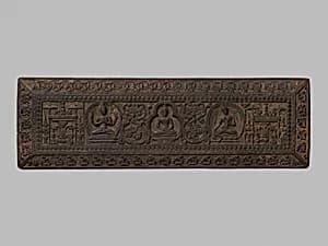 Manuscript Cover with Prajnaparamita Attended by Sadakshari Lokeshvara and a Tara by Unknown Artist