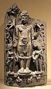 Standing Vishnu with His Consorts, Lakshmi and Sarasvati by Unknown Artist