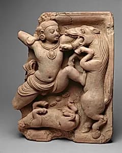 Krishna Killing the Horse Demon Keshi by Unknown Artist