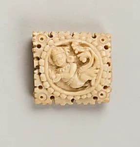 Two Plaques from a Tantric Ritual Apron, Kinnari, and Lotus Flower by Unknown Artist