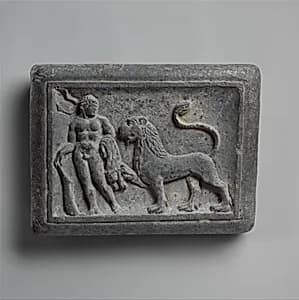 Wrestler's Weight with Hercules and the Nemean Lion; Wrestling Scene (reverse) by Unknown Artist