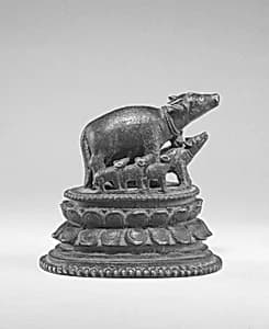 Marichi, the Goddess of Dawn, with Seven Pigs by Unknown Artist