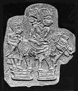 Mold of Figure on Horse with Attendant by Unknown Artist