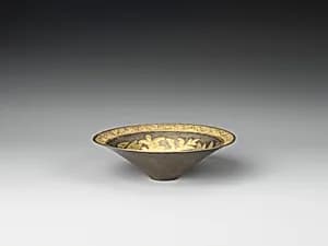 Conical bowl with flowers and birds (one from a set) by Unknown Artist