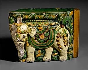 Door frame tile with elephant from the "Porcelain Pagoda" by Unknown Artist