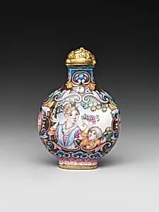 Snuff Bottle with European Woman and Child by Unknown Artist