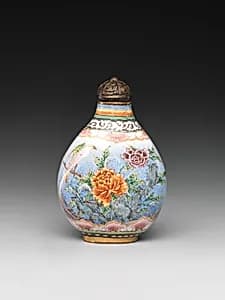 Snuff Bottle with Peony and Bird by Unknown Artist