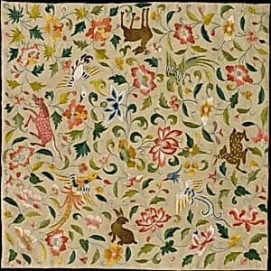 Textile with Animals, Birds, and Flowers by Unknown Artist