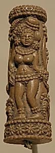 Mirror Handle with Two Yakshis by Unknown Artist