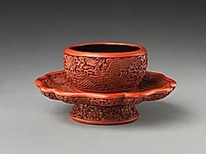 Tea-bowl stand with phoenixes amid flowers by Unknown Artist