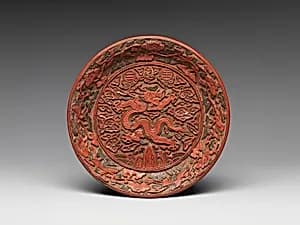 Circular Dish with Dragon, Trigrams, and the Character for Longevity (Shou) by Unknown Artist