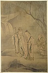Scholars Strolling by the Waterfall by Unidentified artist