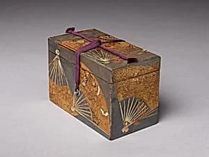 Rectangular box with decoration of scattered fans by Unknown Artist