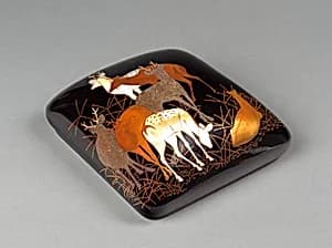 Writing box with decoration of seven deer in autumn grasses by Unknown Artist