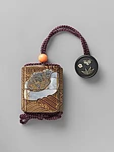 Miniature Inrō with Design of Firewood-laden Boats on Waves by Hon'ami Kōetsu|Shibata Zeshin