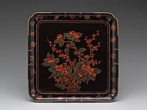 Square tray with floral decoration by Unknown Artist