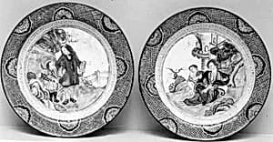 Dish with European Man and Child by Unknown Artist