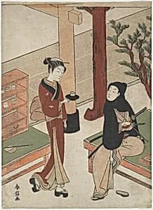 Osen Waiting on a Young Samurai by Suzuki Harunobu