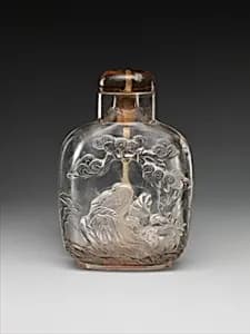 Snuff bottle with god of longevity and deer by Unknown Artist