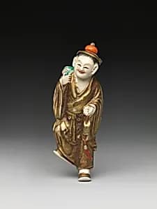 Snuff Bottle Depicting the Immortal Liu Hai by Unknown Artist