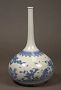 Long-Necked Bottle with Design of Chinese Children Playing Outdoors by Unknown Artist