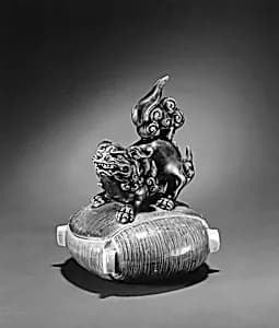 Incense Burner with Cover in the Shape of a Lion on a Threaded Bobbin by Unknown Artist