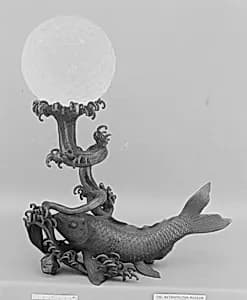 Crystal Ball on a Bronze Stand in the Shape of a Fish by Unknown Artist