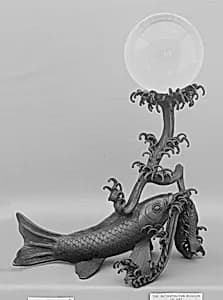 Crystal Ball on a Bronze Stand in the Shape of a Fish by Unknown Artist