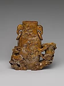 Vase with Pine and Deer by Unknown Artist