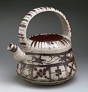 Ewer with Floral and Striped Design by Unknown Artist