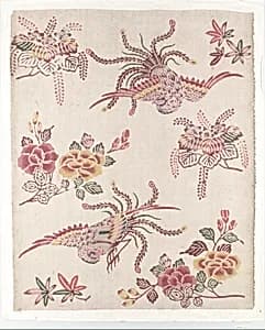 Bingata Panel with Hō-ō Birds and Flowers by Unknown Artist