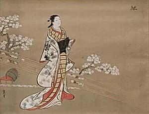 Parody of Murasaki, from "Lavender" (Wakamurasaki), chapter 5 of the Tale of Genji by Kawamata Tsuneyuki