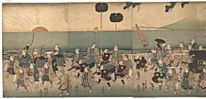 Boys Play-acting a Daimyo Procession by Utagawa Kuniyoshi